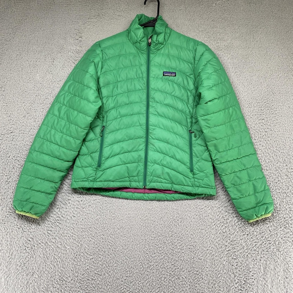 Patagonia Down Sweater Womens Small Green Insulated Puffer Full Zip Lightweight